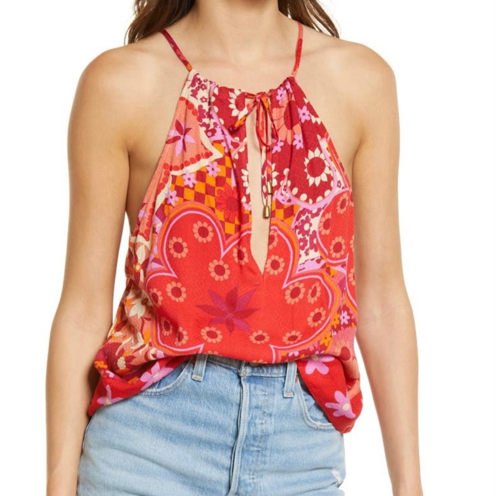 Free People I Dare You Floral Mixed Print Tank